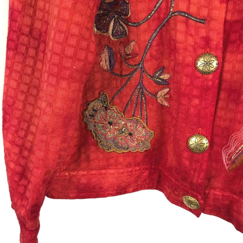 Drapers & Damons Red Textured Embroidered Jacket View 3